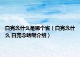白完念什么是哪个省（白完念什么 白完念啥呢介绍）