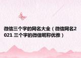 微信三个字的网名大全（微信网名2021 三个字的微信昵称优雅）