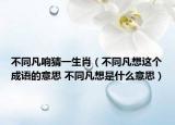 不同凡响猜一生肖（不同凡想这个成语的意思 不同凡想是什么意思）