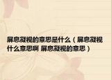 屏息凝视的意思是什么（屏息凝视什么意思啊 屏息凝视的意思）