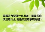 雾霾天气要做什么准备（雾霾天应该注意什么 雾霾天注意事项介绍）