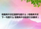 相看两不厌后面那句是什么（相看两不厌下一句是什么 相看两不厌的原文及翻译）