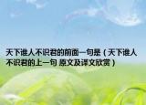 天下谁人不识君的前面一句是（天下谁人不识君的上一句 原文及译文欣赏）
