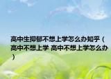 高中生抑郁不想上学怎么办知乎（高中不想上学 高中不想上学怎么办）