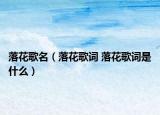 落花歌名（落花歌词 落花歌词是什么）