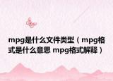 mpg是什么文件类型（mpg格式是什么意思 mpg格式解释）