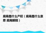 底商是什么产权（底商是什么意思 底商解释）