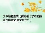 了不起的盖茨比英文名（了不起的盖茨比英文 英文是什么）