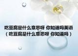 吃豆腐是什么意思呀 你知道吗英语（吃豆腐是什么意思呀 你知道吗）