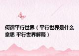 何谓平行世界（平行世界是什么意思 平行世界解释）