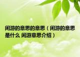 闲游的意思的意思（闲游的意思是什么 闲游意思介绍）