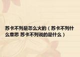 苏卡不列是怎么火的（苏卡不列什么意思 苏卡不列说的是什么）