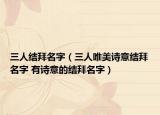 三人结拜名字（三人唯美诗意结拜名字 有诗意的结拜名字）