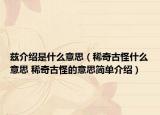 兹介绍是什么意思（稀奇古怪什么意思 稀奇古怪的意思简单介绍）