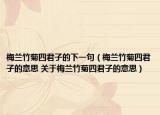 梅兰竹菊四君子的下一句（梅兰竹菊四君子的意思 关于梅兰竹菊四君子的意思）