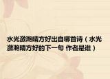 水光潋滟晴方好出自哪首诗（水光潋滟晴方好的下一句 作者是谁）