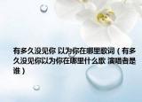 有多久没见你 以为你在哪里歌词（有多久没见你以为你在哪里什么歌 演唱者是谁）