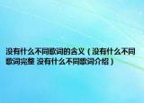 没有什么不同歌词的含义（没有什么不同歌词完整 没有什么不同歌词介绍）