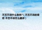 不言不语什么意思?（不言不语的意思 不言不语怎么翻译）