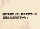 踏雪无痕怎么读（踏雪无痕下一句是什么 踏雪无痕下一句）