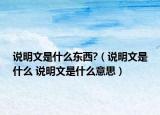说明文是什么东西?（说明文是什么 说明文是什么意思）