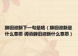 辞旧迎新下一句是啥（辞旧迎新是什么意思 词语辞旧迎新什么意思）