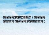 情深深雨蒙蒙歌词张杰（情深深雨蒙蒙歌词 情深深雨蒙蒙整首歌词）