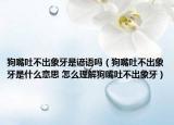 狗嘴吐不出象牙是谚语吗（狗嘴吐不出象牙是什么意思 怎么理解狗嘴吐不出象牙）