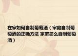 在家如何自制葡萄酒（家庭自制葡萄酒的正确方法 家庭怎么自制葡萄酒）
