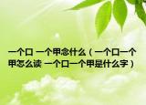 一个口 一个甲念什么（一个口一个甲怎么读 一个口一个甲是什么字）