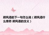 避风港的下一句怎么说（避风港什么意思 避风港的含义）