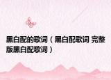 黑白配的歌词（黑白配歌词 完整版黑白配歌词）