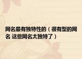 网名最有独特性的（很有型的网名 这些网名太独特了）