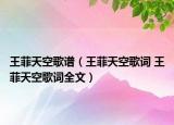 王菲天空歌谱（王菲天空歌词 王菲天空歌词全文）