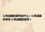心悦诚服的解释是什么（心悦诚服的意思 心悦诚服的解释）