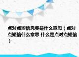 点对点短信息费是什么意思（点对点短信什么意思 什么是点对点短信）