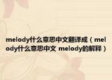 melody什么意思中文翻译成（melody什么意思中文 melody的解释）