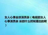 女人心事全部演员表（电视剧女人心事演员表 该剧什么时候播出的呢）