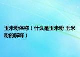 玉米粉俗称（什么是玉米粉 玉米粉的解释）