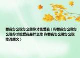 要我怎么说怎么做你才能爱我（你要我怎么做怎么说你才能爱我是什么歌 你要我怎么做怎么说歌词原文）