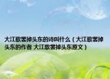 大江歌罢掉头东的诗叫什么（大江歌罢掉头东的作者 大江歌罢掉头东原文）