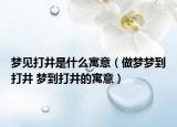 梦见打井是什么寓意（做梦梦到打井 梦到打井的寓意）