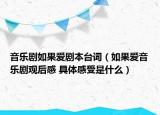 音乐剧如果爱剧本台词（如果爱音乐剧观后感 具体感受是什么）