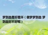梦到血是好是坏（做梦梦到血 梦到血好不好呢）
