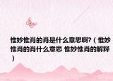 惟妙惟肖的肖是什么意思啊?（惟妙惟肖的肖什么意思 惟妙惟肖的解释）