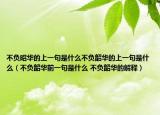 不负昭华的上一句是什么不负韶华的上一句是什么（不负韶华前一句是什么 不负韶华的解释）