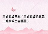 三姓家奴吕布（三姓家奴的意思 三姓家奴出自哪里）
