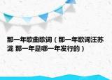 那一年歌曲歌词（那一年歌词汪苏泷 那一年是哪一年发行的）
