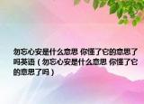 勿忘心安是什么意思 你懂了它的意思了吗英语（勿忘心安是什么意思 你懂了它的意思了吗）