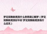 梦见双胞胎男孩什么意思周公解梦（梦见双胞胎男孩好不好 梦见双胞胎男孩有什么征兆）
